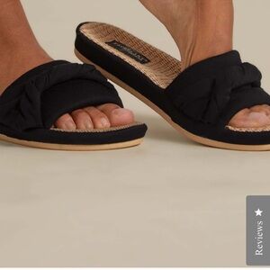 NEW Faceplant Dreams Hemp Bamboo Slides Black Loungewear Spa Sandals Size 10